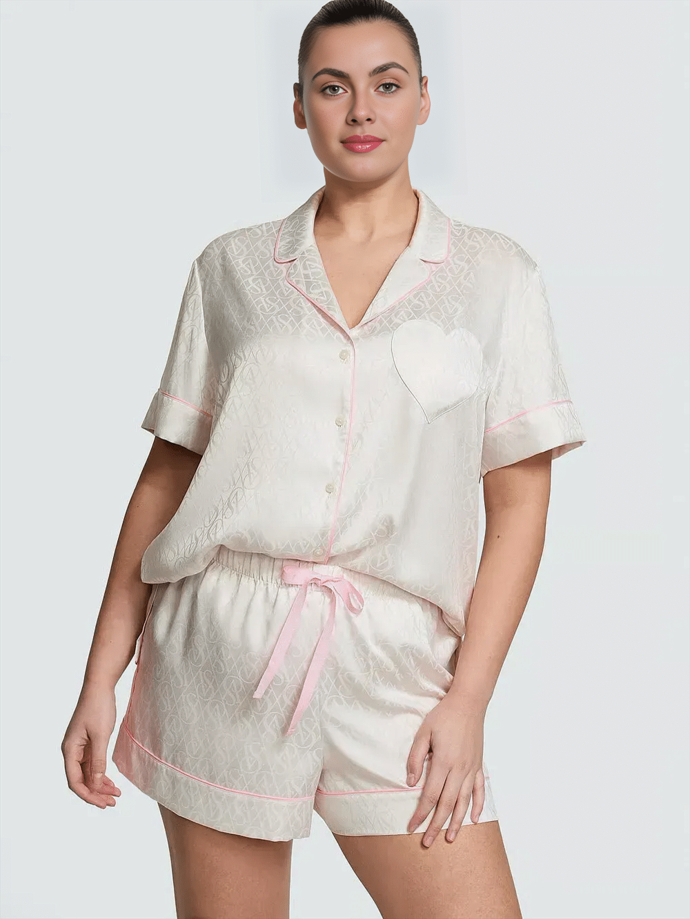 13985659379734_aba2aca409-1 Піжама Victoria's Secret Glazed Satin Heart Short Pajama Set — изображение 1