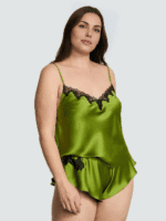 Комплект для сна Victoria's Secret Satin Rose Lace-Trim Cami & Flutter Short Set