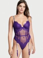 Боді з підв'язками Victoria's Secret Shine Strap Lace Teddy with Garters