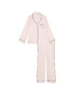 Атласна піжама Victoria's Secret Satin Long Pajama Set - В рожеву смужку — изображение 4