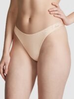 Бавовняні трусики тонг PINK Logo Cotton High-Leg Thong Panty