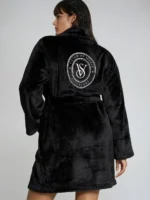 Короткий халат Victoria's Secret Short Cozy Robe - Чорний - Зображення 2